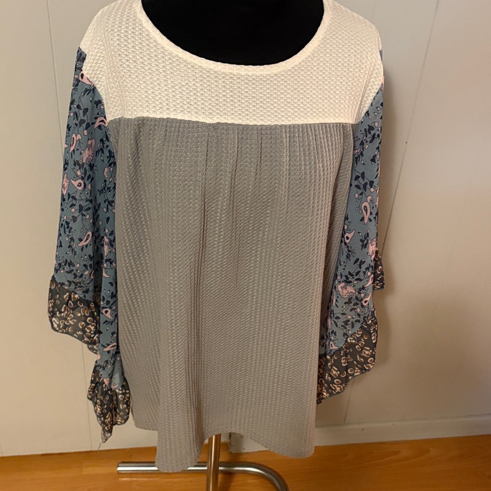 Colorful Patchwork Long Sleeve Top NWOT
